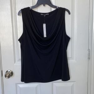CATHERINE MALANDRINO Cowl Neck Sleeveless Top. Black. Size 2X SKU:26